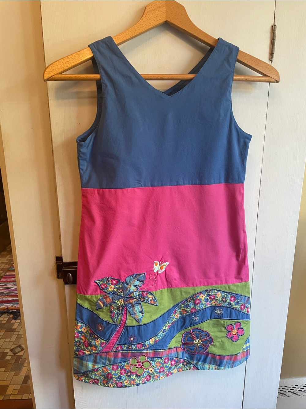 The Children’s Place Girl’s Stretch Summer Dress Pink Blue Embroidered Size 10